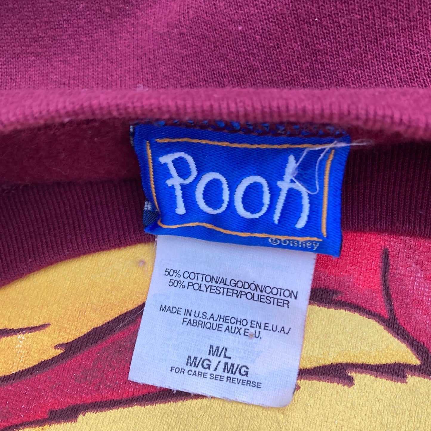 vintage 90s winnie the pooh sweatshirt burgundy| M - L |  1990s soft crew neck made in USA
