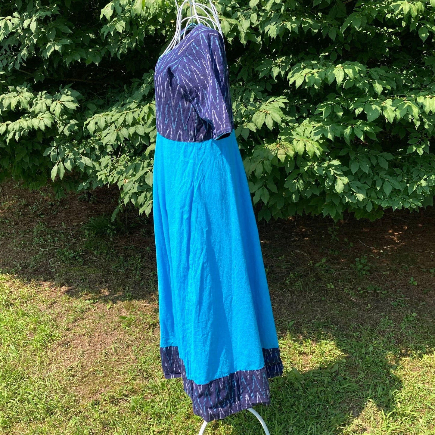 vintage 70s dress  blue teal  | S-M | 1970s handmade