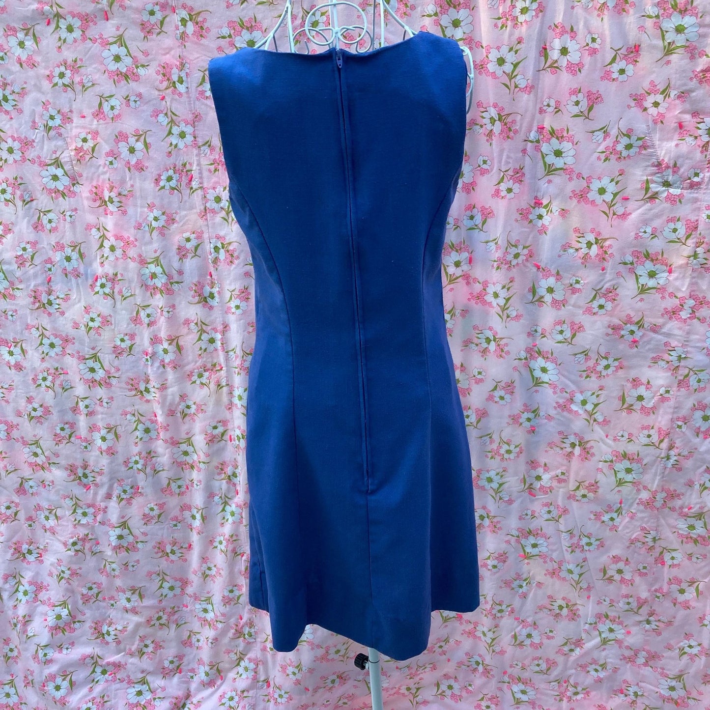 Vintage 60s 70s shift dress |S -M| blue 1960s 1970s