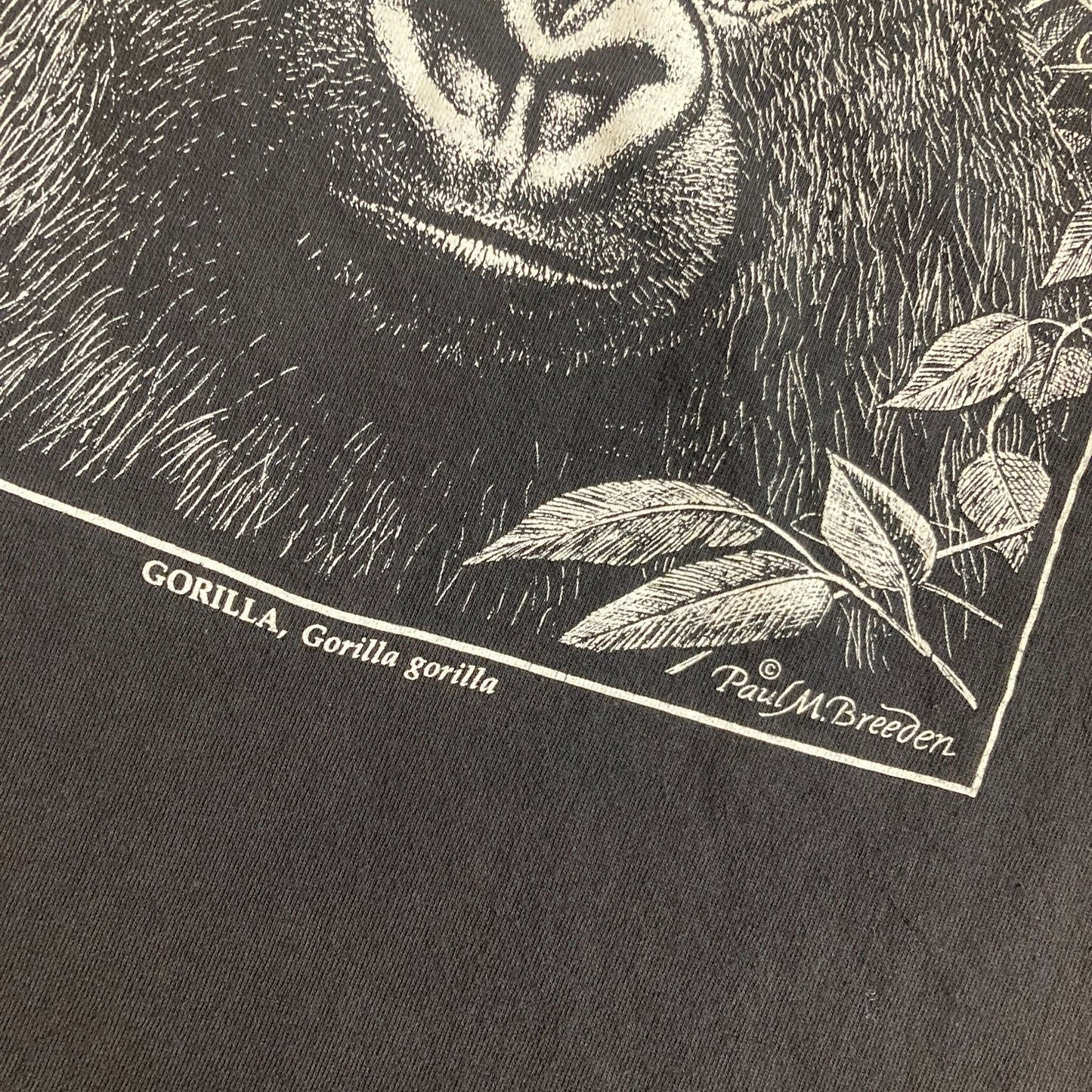 vintage graphic t shirt nature  |S - M| 90s single stitch 1990s gorilla black white Paul M. Breeden Hanes Beefy T