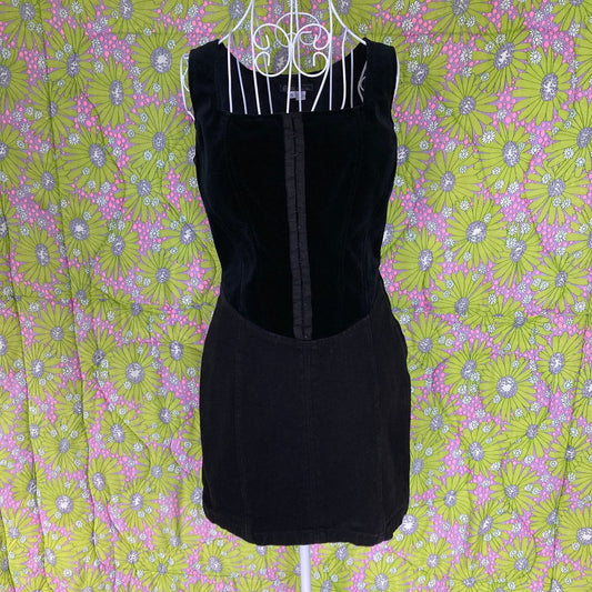 vintage 90s denim dress cotton black velvet corset western Guess  | S-M | 1990s