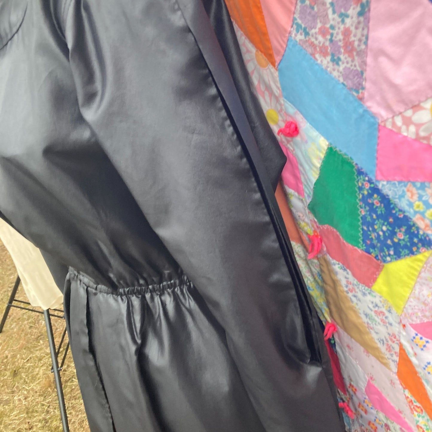 Vintage 70s 80s dress black  | S - M | puff sleeve  Directions by Joy Stevens