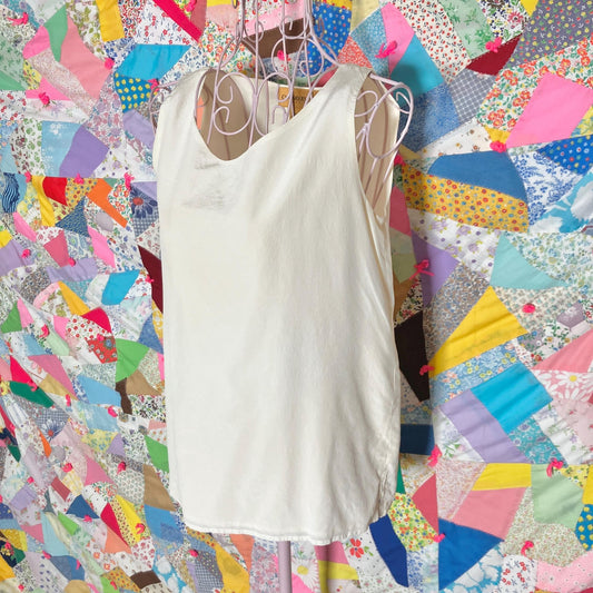 Vintage 90s sleeveless top cream white  silk  |XS - S| tank top minimal Classiques Entier Petites