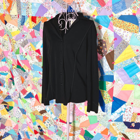 vintage 90s Y2K  blouse |S - M|  black Max Studio button up shirt corp core