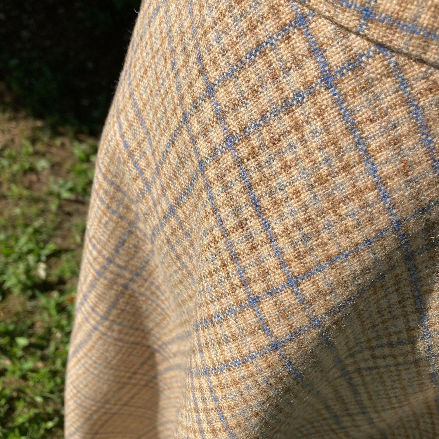 Vintage 50s 60s pendleton wool plaid skirt XS S tartan made in USA beige blue brown hand tailored circle academia academic