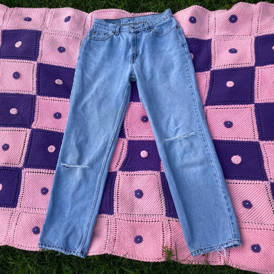 vintage Levis 512 | S" - M" | 27" - 28" | high waisted straight leg jeans 90s distressed light wash
