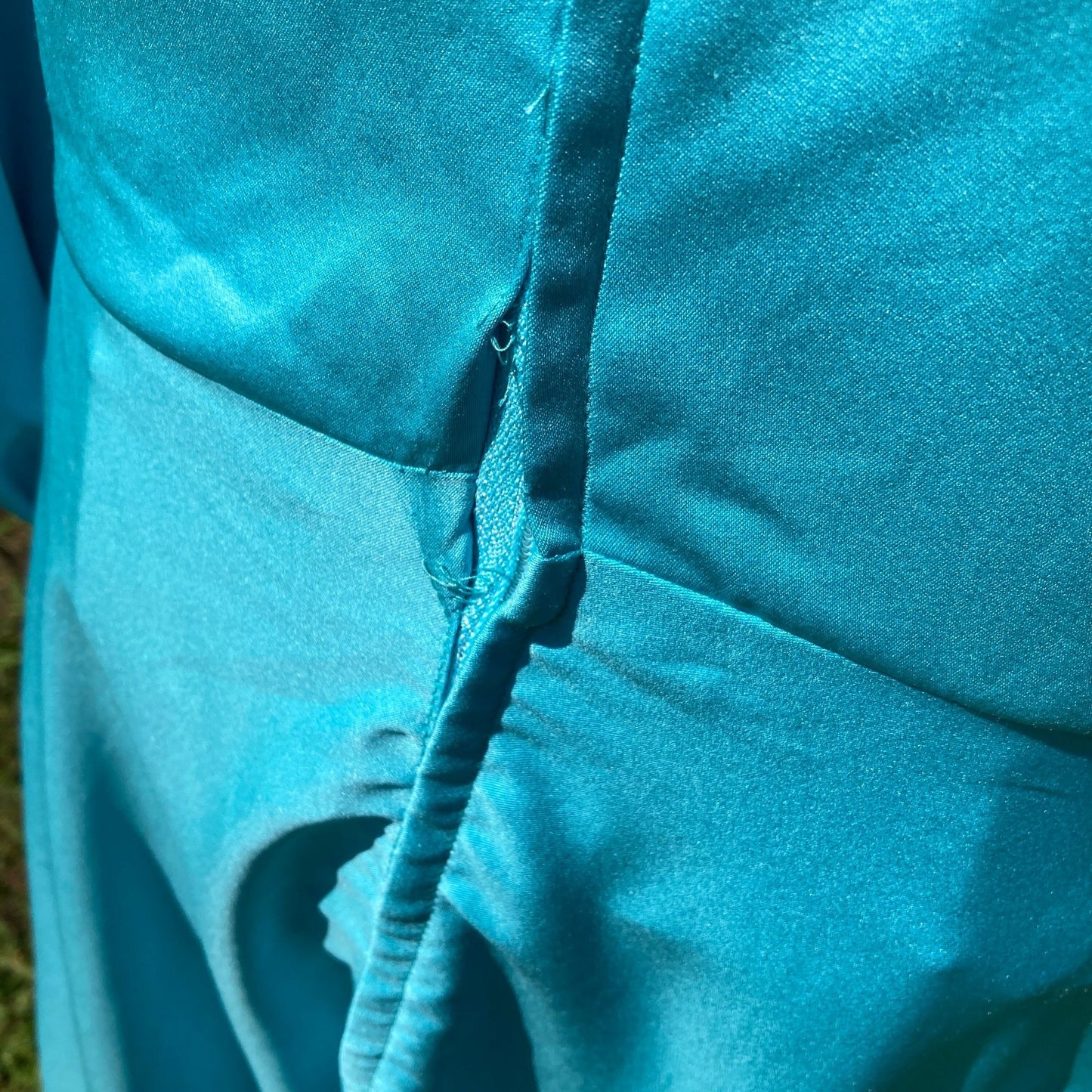 Vintage 70s prairie dress 1970s | S-M | pastel teal maxi balloon bishop sleeve lace