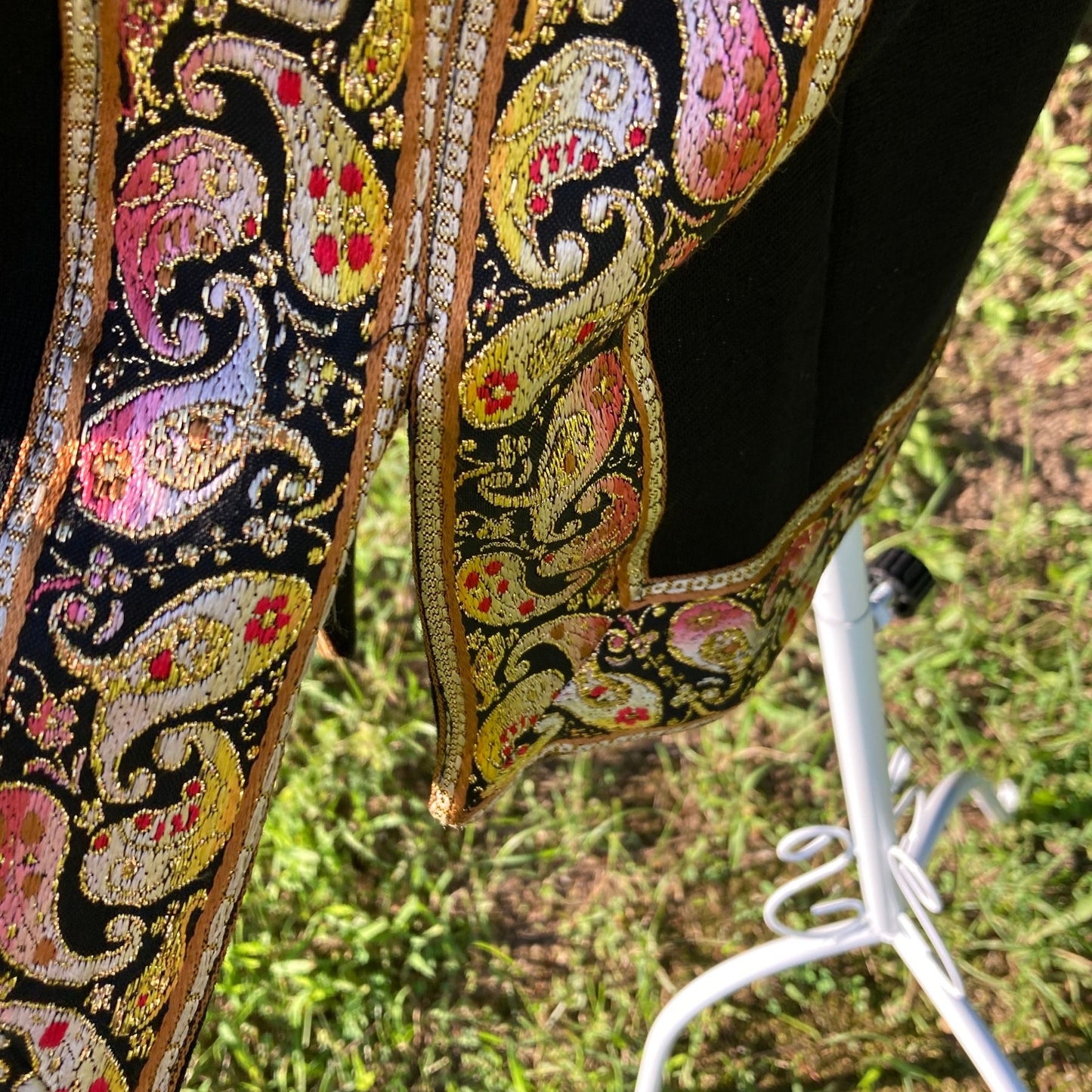 Vintage 60s shift dress black gold |S - M|  1960s jacquard paisley