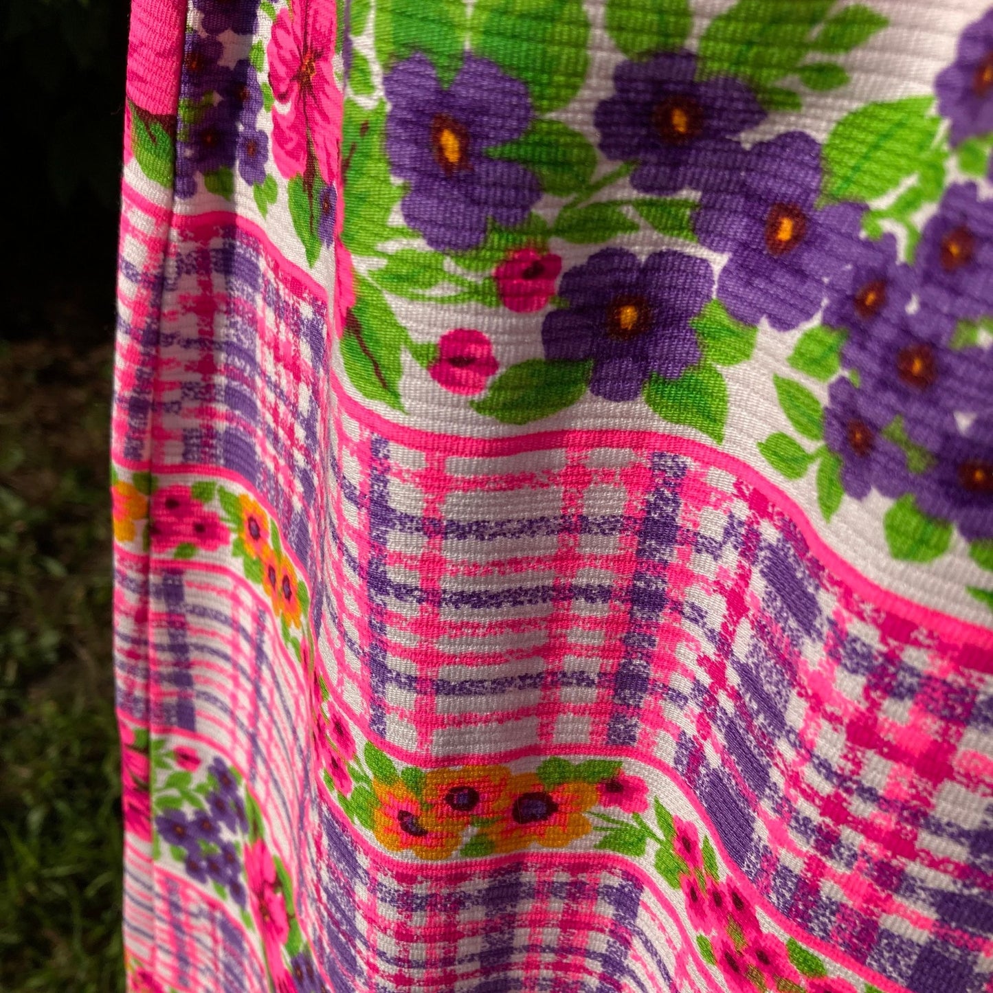 vintage 70S dress  | S  - M  | floral print pink green white psychedelic mod retro 1970s Liberty Circle