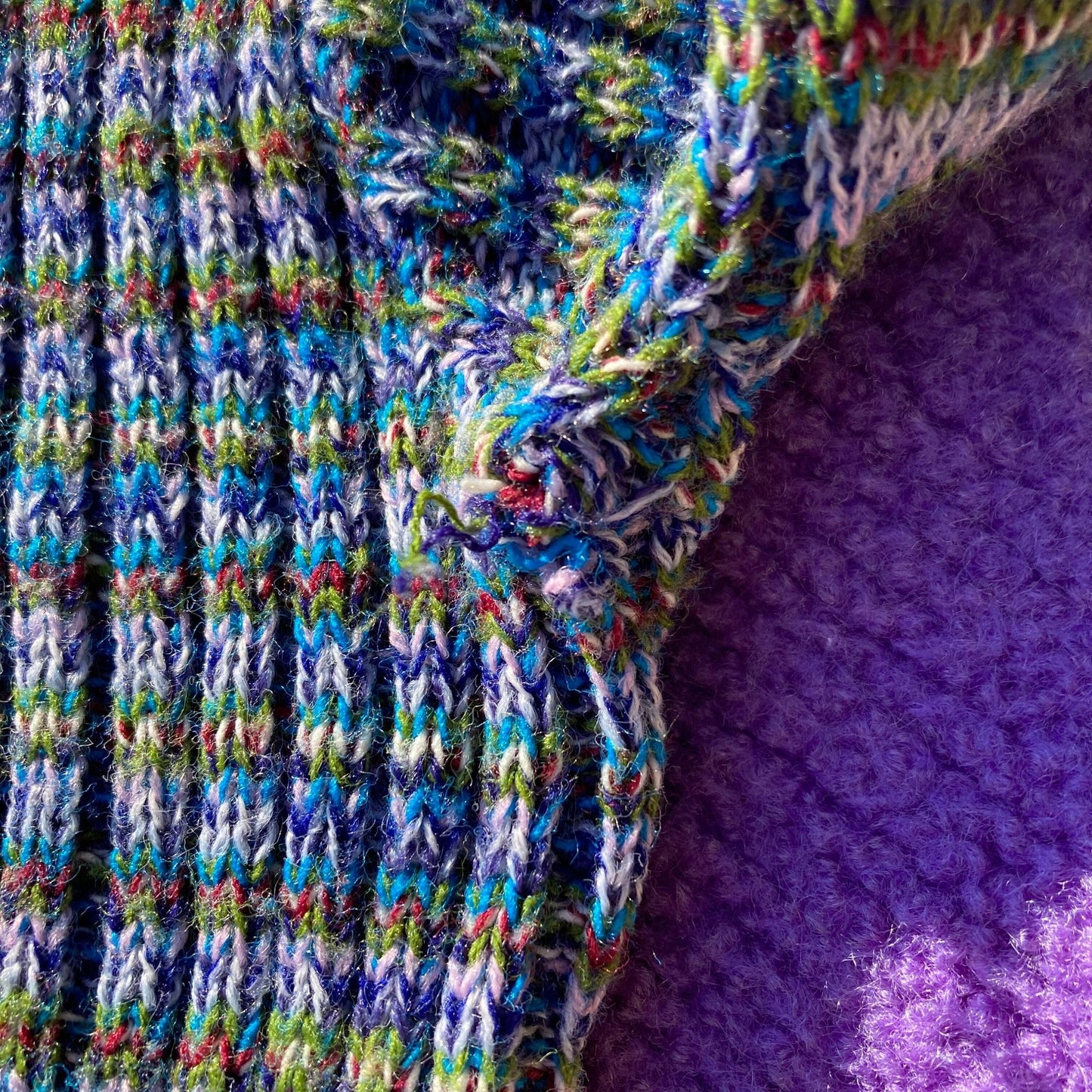 Vintage 60s sweater cardigan |XS-S| space dye soft purple green collared 1960s Orlon Acrylic