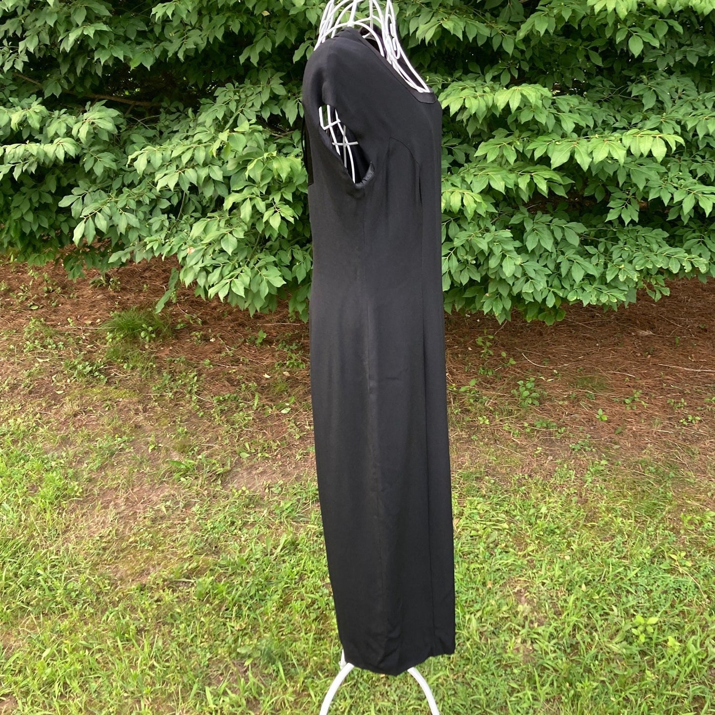 Vintage 90s 80s dress black shorts sleeve | XS - S |  Donna Ricco midi