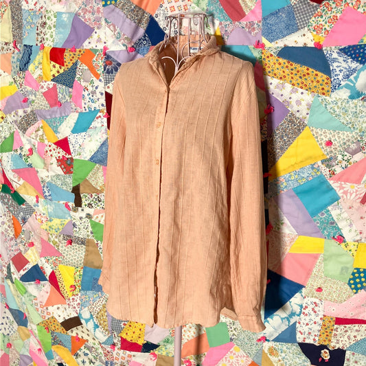 Vintage 60s 70s top blouse |S-M| long sleeve pastel orange John Meyer linen blend