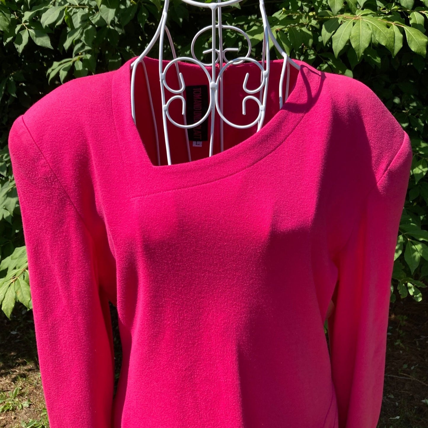 Vintage 80s dress pink long sleeve | M | cotton blend  1980s Tom and Linda Platt party NWT