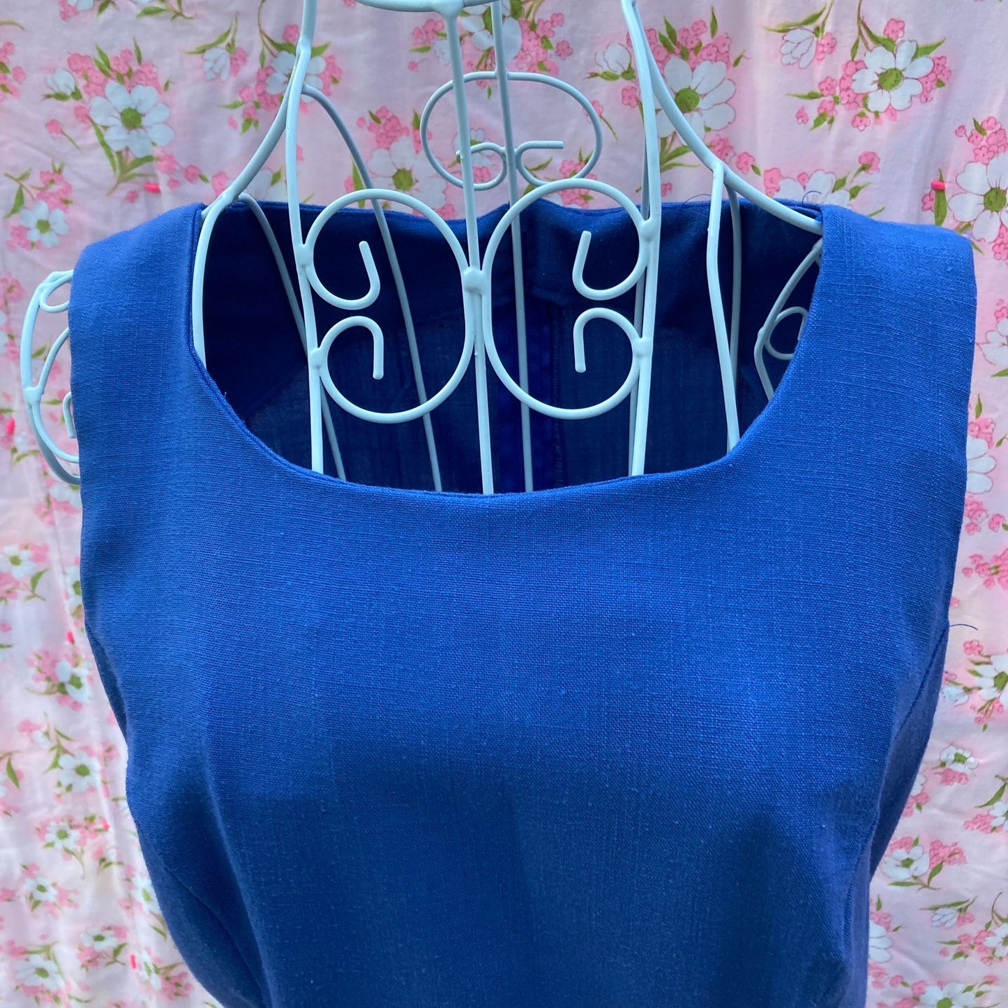Vintage 60s 70s shift dress |S -M| blue 1960s 1970s