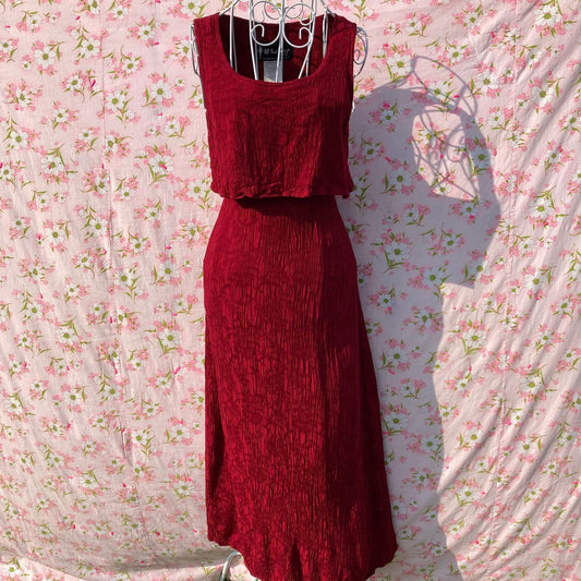 vintage cottage core dress  1990s wine red sundress  | S-M | sleeveless All That Jazz