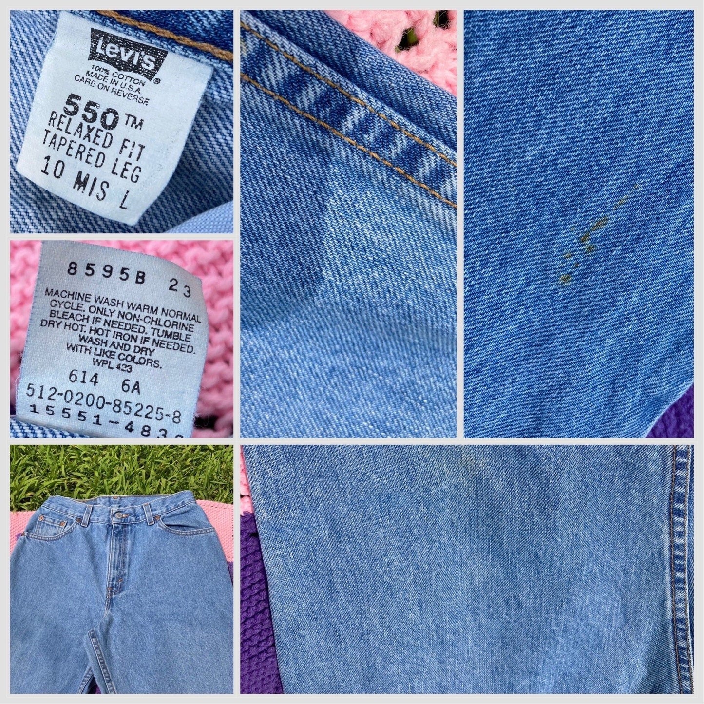 Levis 550 M 28  vintage vtg high rise waist mom jeans medium wash all cotton no stretch  90s 1990s reD tab