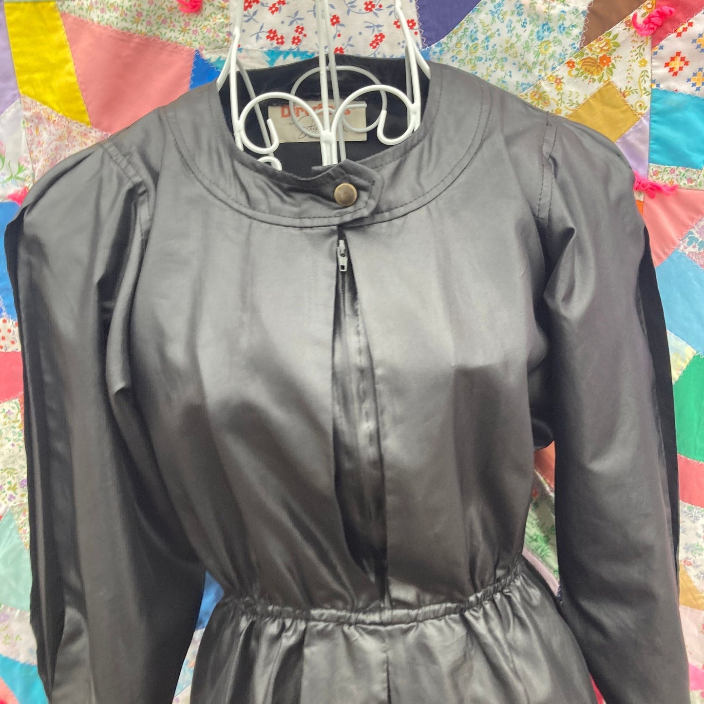 Vintage 70s 80s dress black  | S - M | puff sleeve  Directions by Joy Stevens