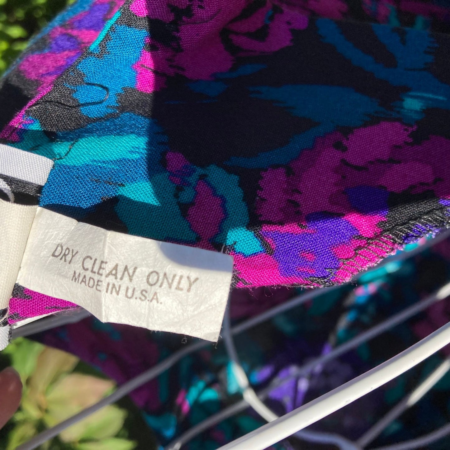 Vintage 80s dress midi |  M | 1980s cottage dark floral purple pink teal western rayon R.E.O. Originals ILGWU union made