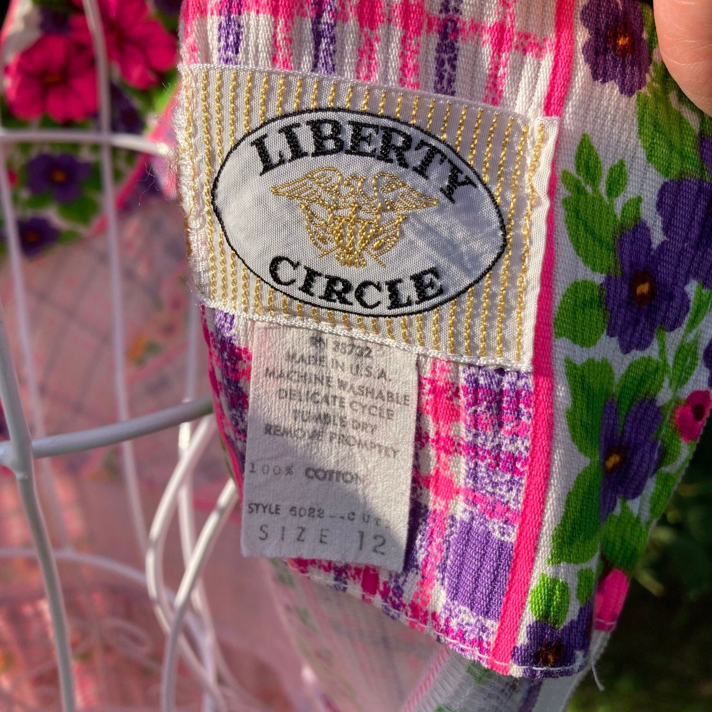 vintage 70S dress  | S  - M  | floral print pink green white psychedelic mod retro 1970s Liberty Circle