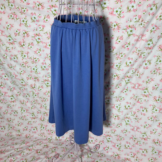vintage 90s Y2K  midi skirt periwinkle blue - purple cotton 1990s minimal  | XS-S | cotton Talbots |  26 in - 29 in waist |