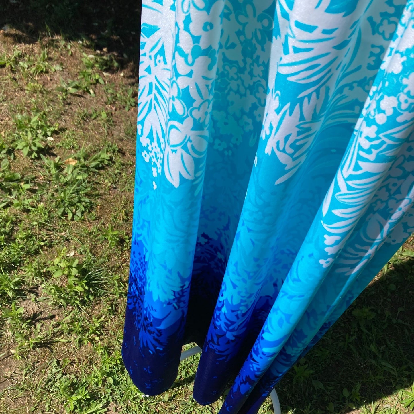 Vintage 70s deadstock dress blue teal print XS-M 1970s floral swim beach DeWeese Design nwt