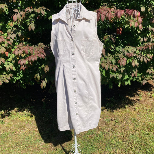 vintage cottage core dress jumper minimal 90s 1990s linen cotton western farmcore | M-L | khaki ecru Sonoma