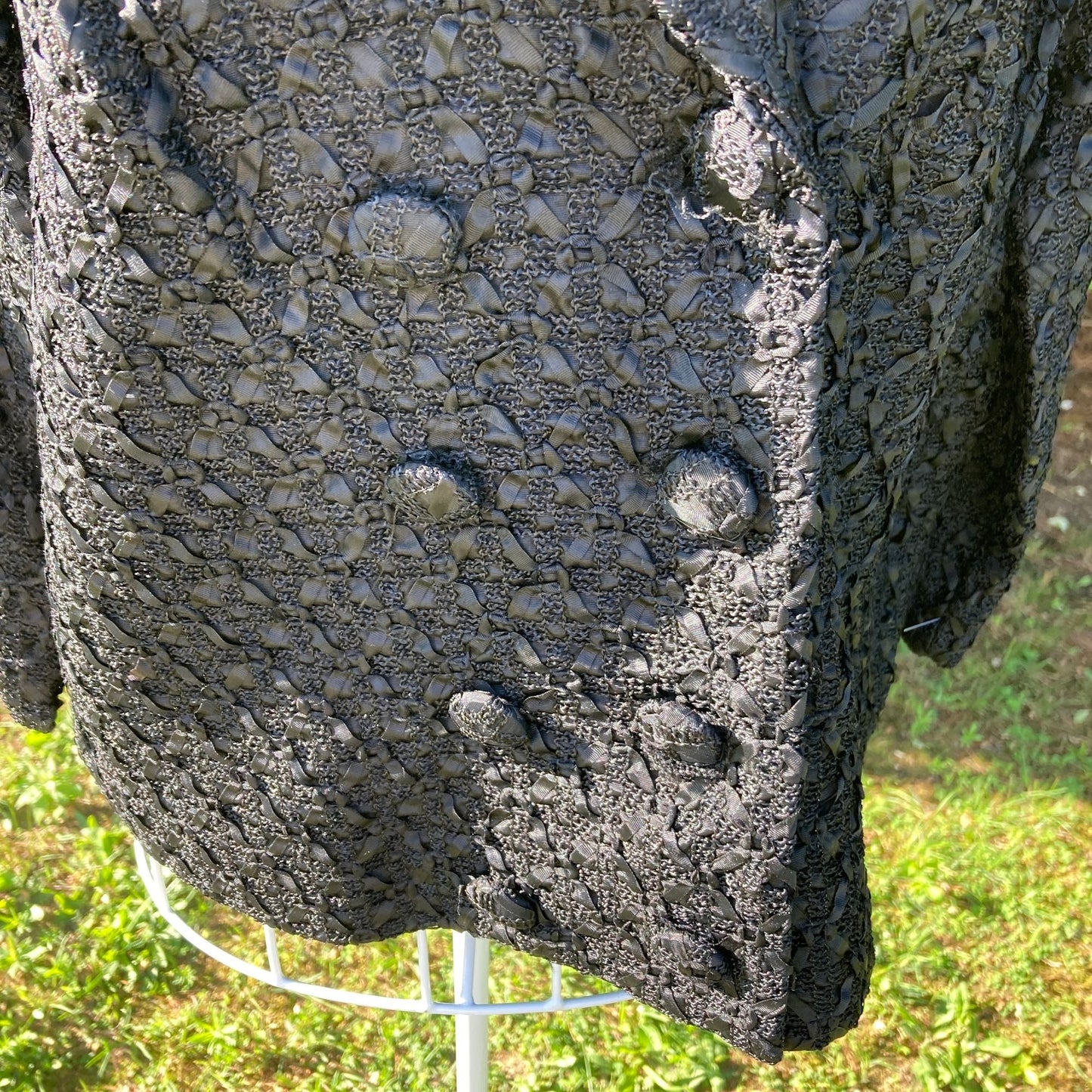 Vintage  50s 60s  black jacket blazer |S-M| woven Lily Lynn elevated minimalism