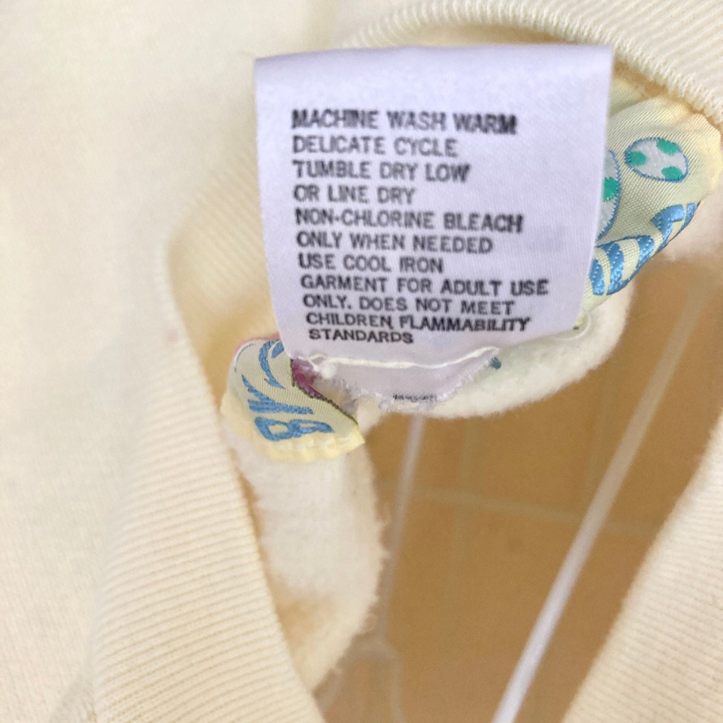 Vintage 80s 90s pastel yellow sweatshirt long | M - L | striped polka dogs Y.E.S. Jodie Arden