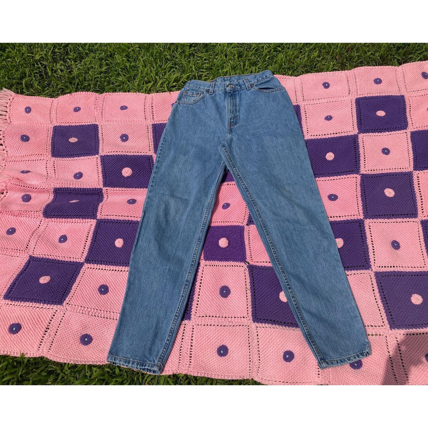 Levis 550 M 28  vintage vtg high rise waist mom jeans medium wash all cotton no stretch  90s 1990s reD tab