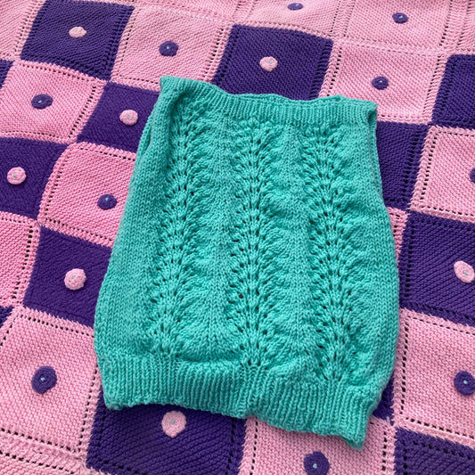 Vintage  sweater vest pastel open weave knit hand made 70s