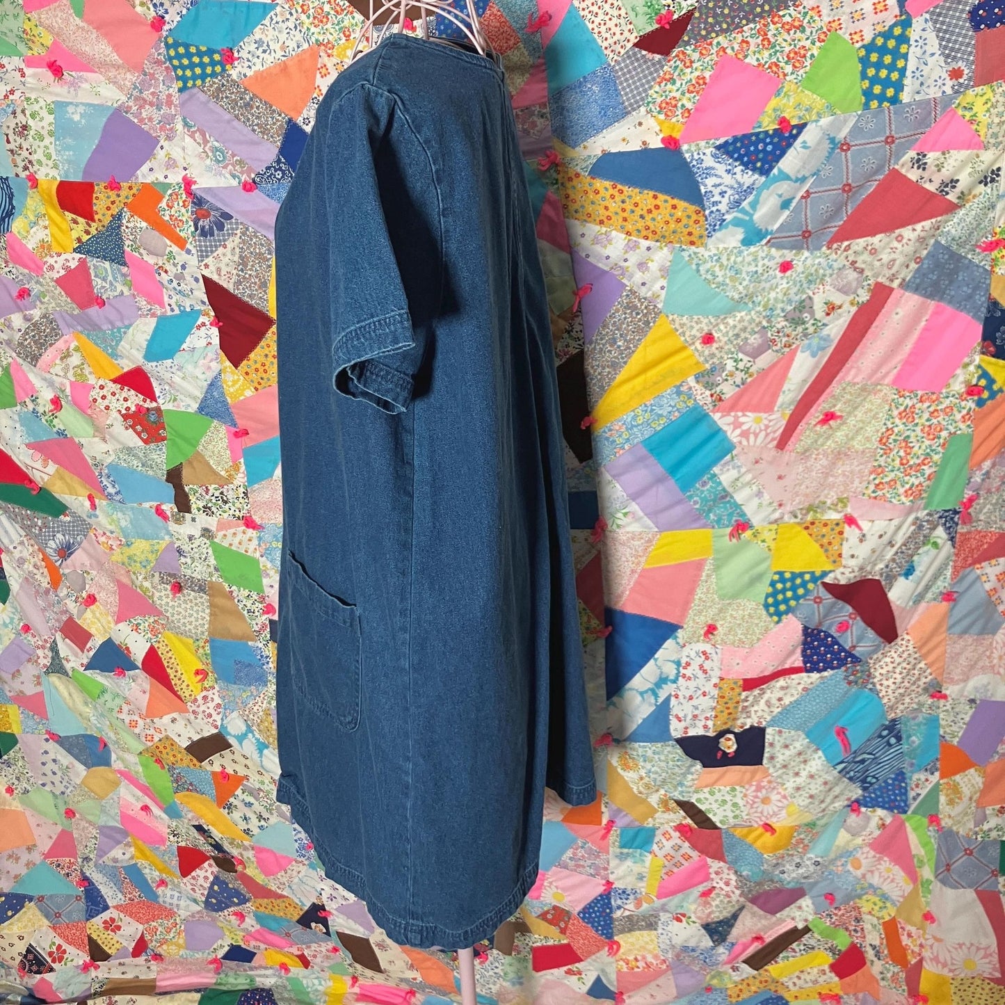 vintage 90s y2k dress  denim cotton zip front jean pockets |M-L| Wear medium - dark wash Blue J.