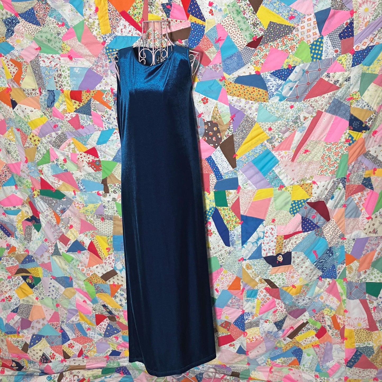 vintage 90s y2k dress velvet jumper dark teal maxi All That Jazz jewel tone