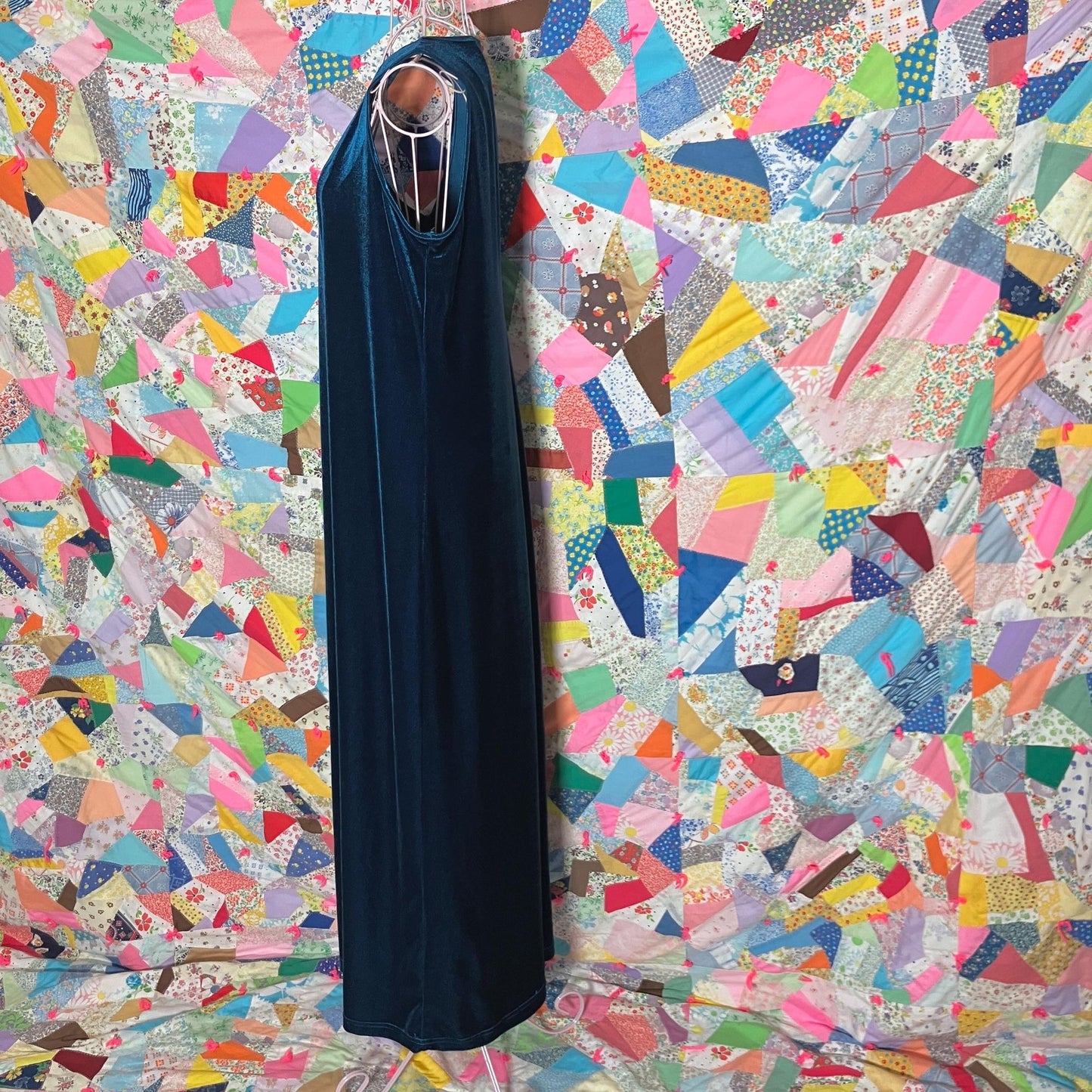 vintage 90s y2k dress velvet jumper dark teal maxi All That Jazz jewel tone