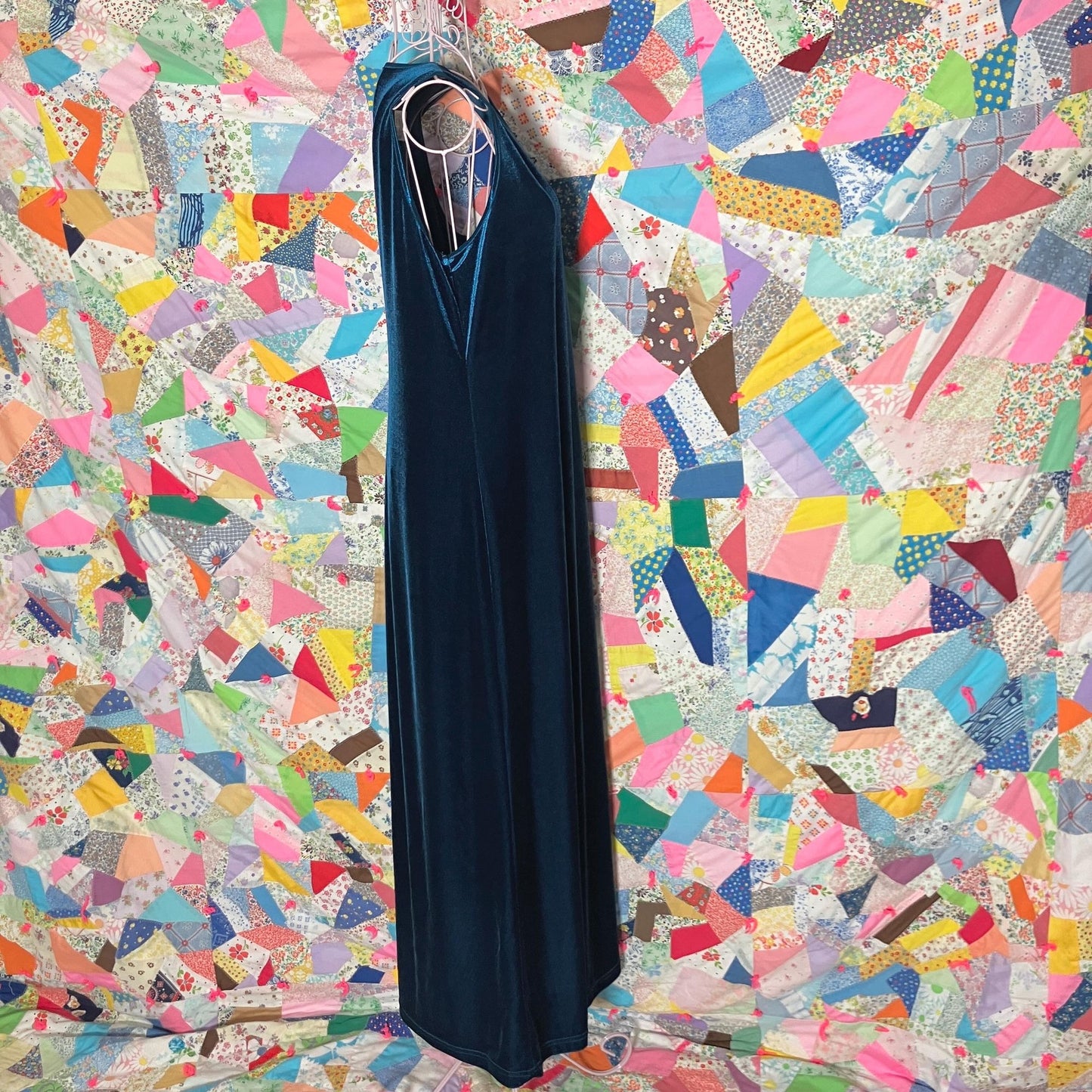 vintage 90s y2k dress velvet jumper dark teal maxi All That Jazz jewel tone