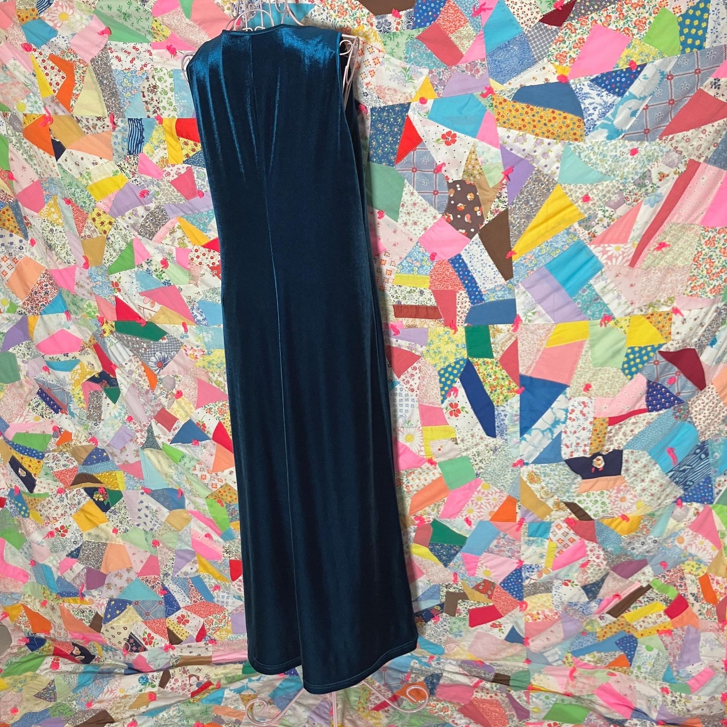 vintage 90s y2k dress velvet jumper dark teal maxi All That Jazz jewel tone