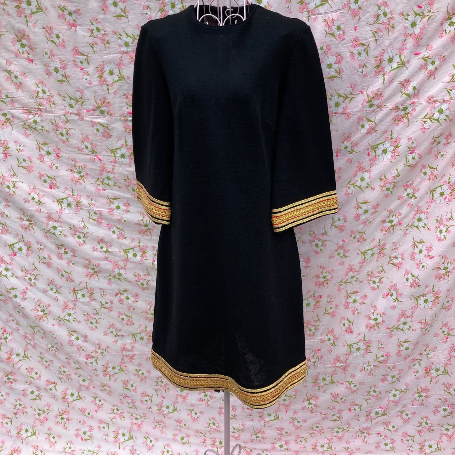 Vintage 60s shift dress black gold |S - M|  AS is  holes flawed 1960s Felicia
