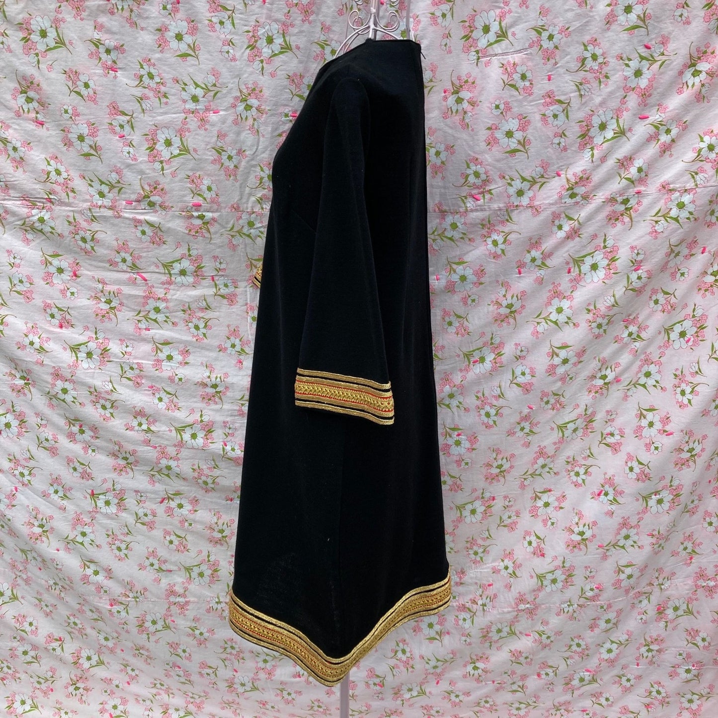 Vintage 60s shift dress black gold |S - M|  AS is  holes flawed 1960s Felicia