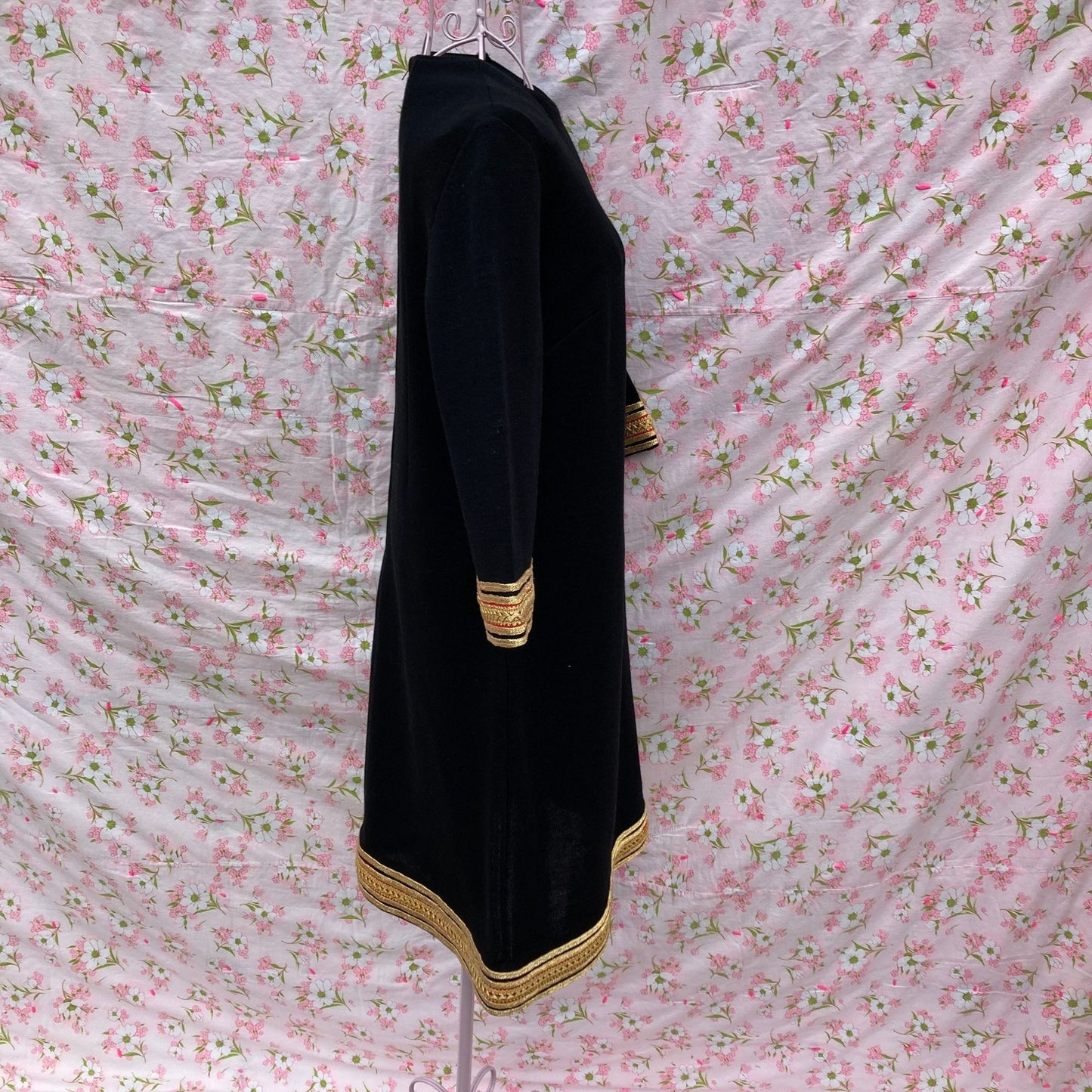 Vintage 60s shift dress black gold |S - M|  AS is  holes flawed 1960s Felicia