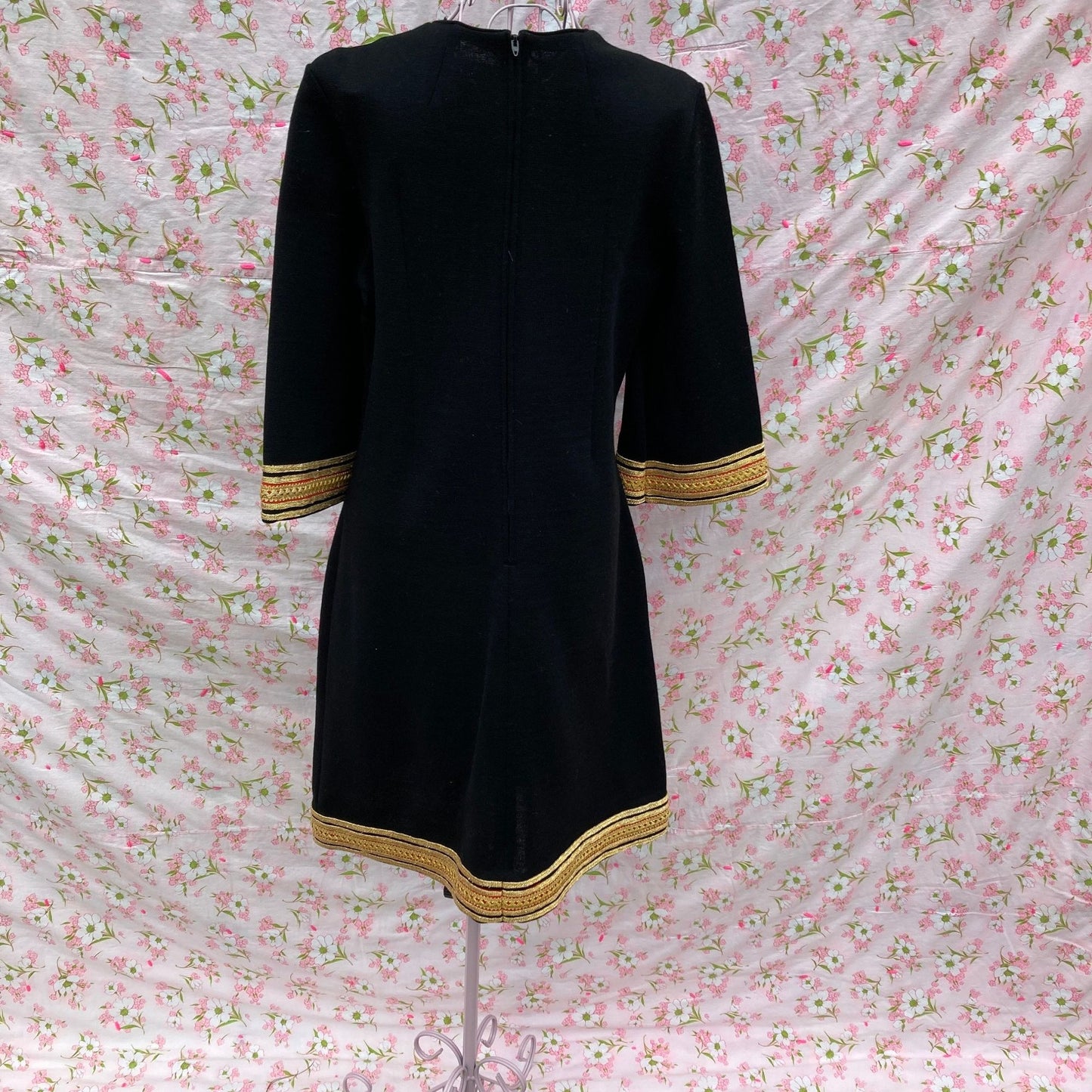 Vintage 60s shift dress black gold |S - M|  AS is  holes flawed 1960s Felicia
