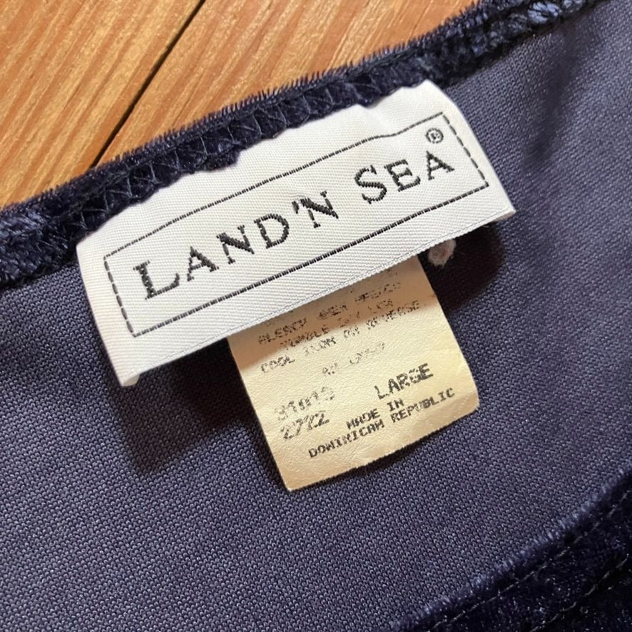 vintage dress  90s y2k crushed velvet| M-L | minimal  midnight blue long sleeve whimsigoth Land 'N Sea