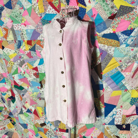 Reworked dress vintage 60s Lord and Taylor shift terry cloth | pale pink + pink | M | bleach dyed upcycled cotton