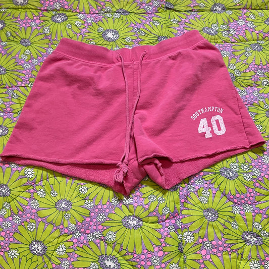 90s y2k vintage  shorts gym vintage 1990s south Hampton cotton  elastic drawstring M-L breezin up USA made