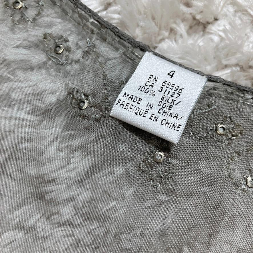 vintage deadstock y2k top silver grey beaded periwinkle sheer cami set DKNY