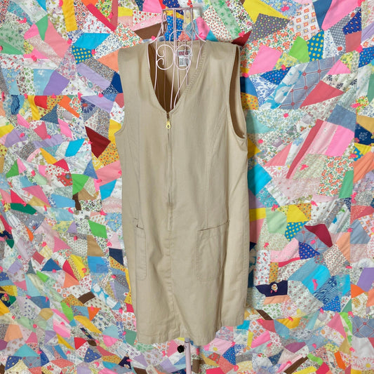 vintage  90s Y2K  dress jumper minimal preppy | M-L | khaki beige FADS cotton