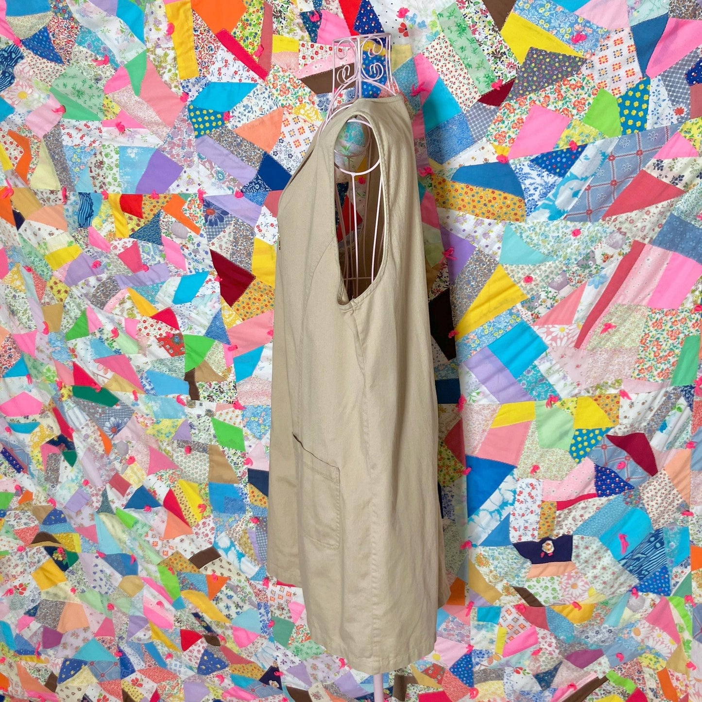 vintage  90s Y2K  dress jumper minimal preppy | M-L | khaki beige FADS cotton