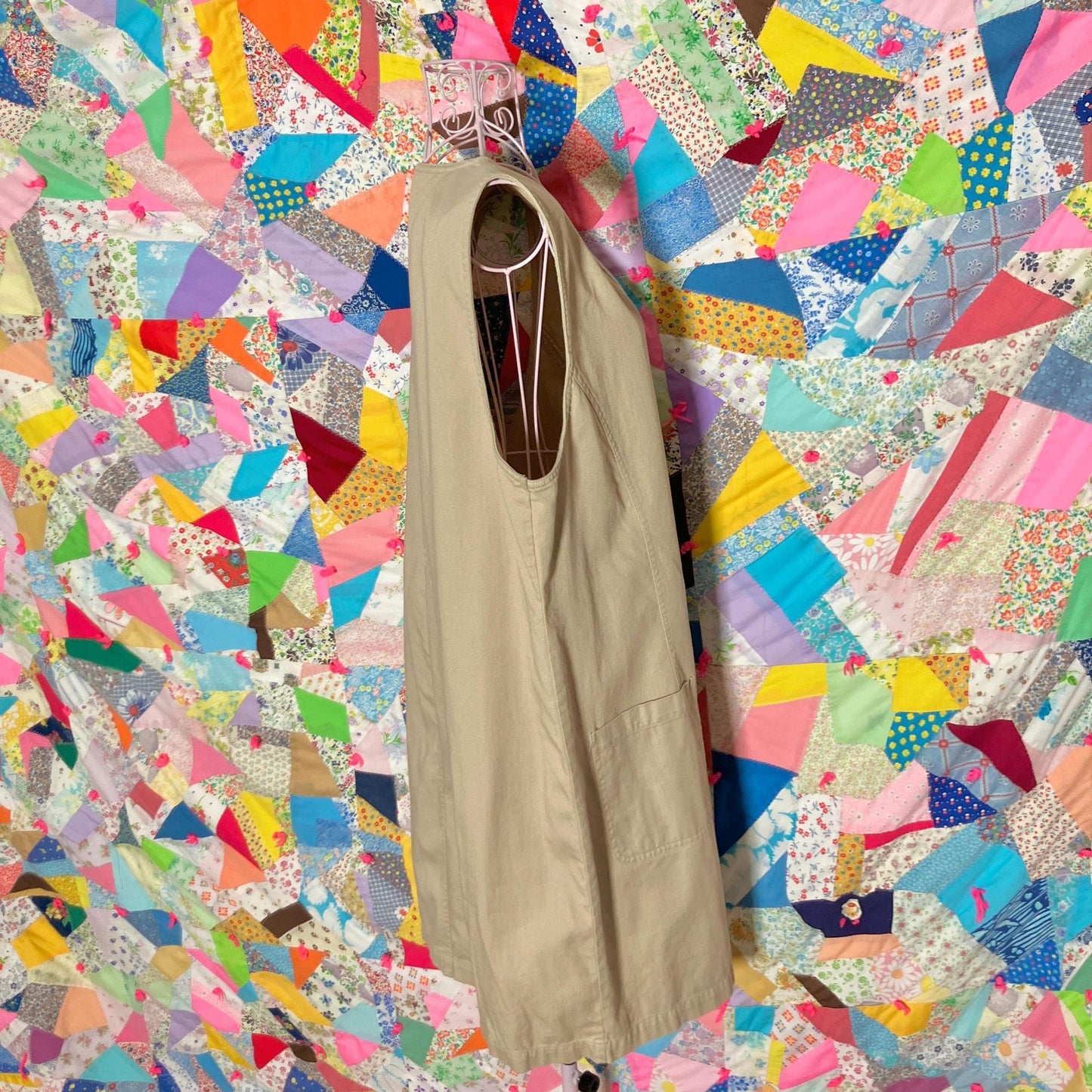 vintage  90s Y2K  dress jumper minimal preppy | M-L | khaki beige FADS cotton