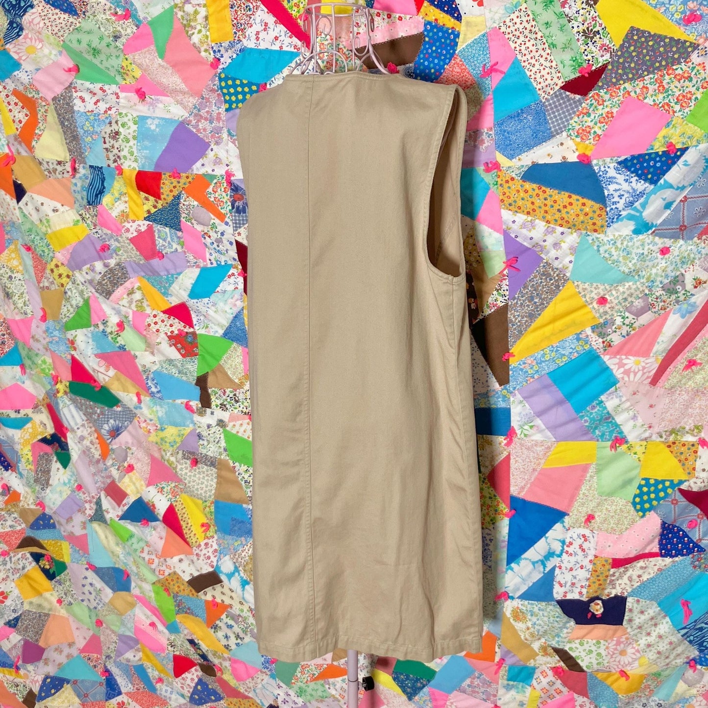 vintage  90s Y2K  dress jumper minimal preppy | M-L | khaki beige FADS cotton