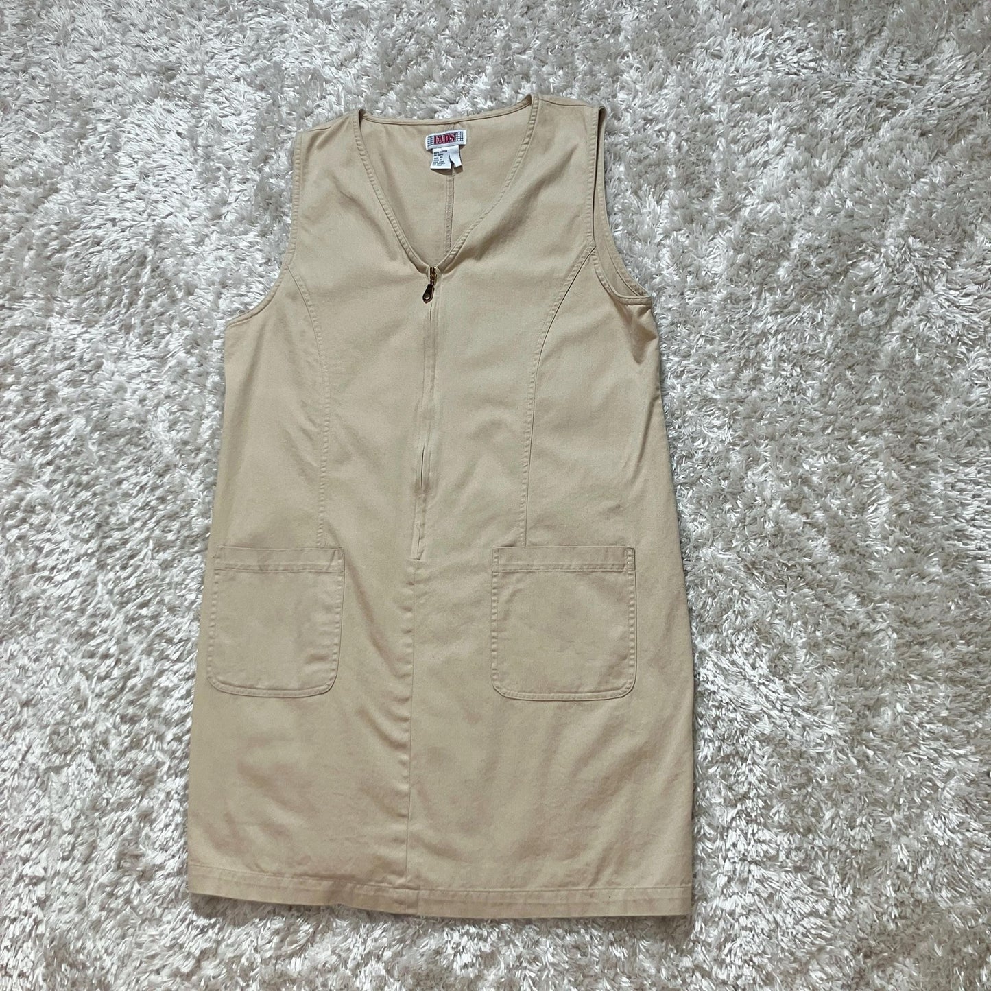 vintage  90s Y2K  dress jumper minimal preppy | M-L | khaki beige FADS cotton