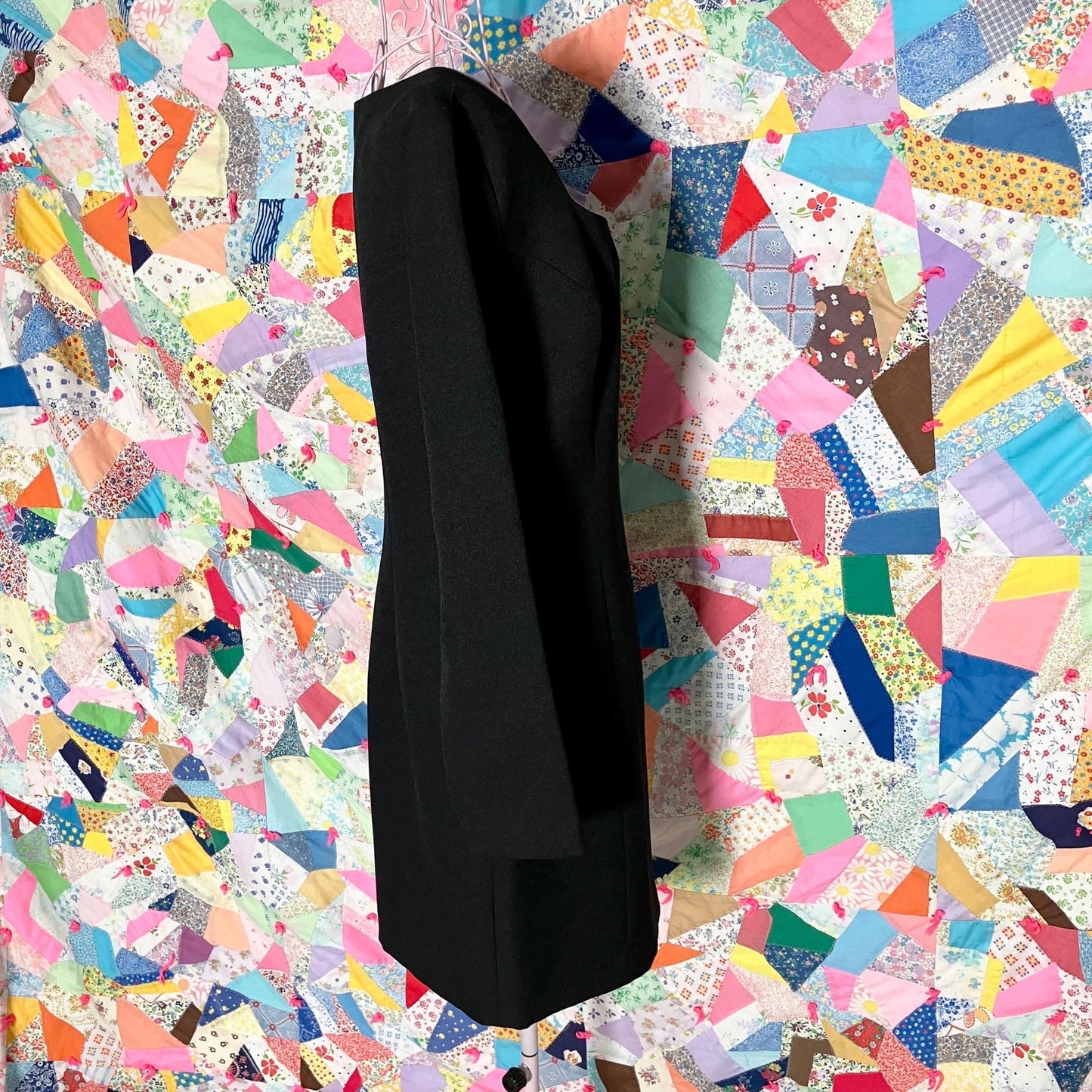 vintage 90s dress  black |S-M| long sleeve minimal black crepe made in USA Moda Intl