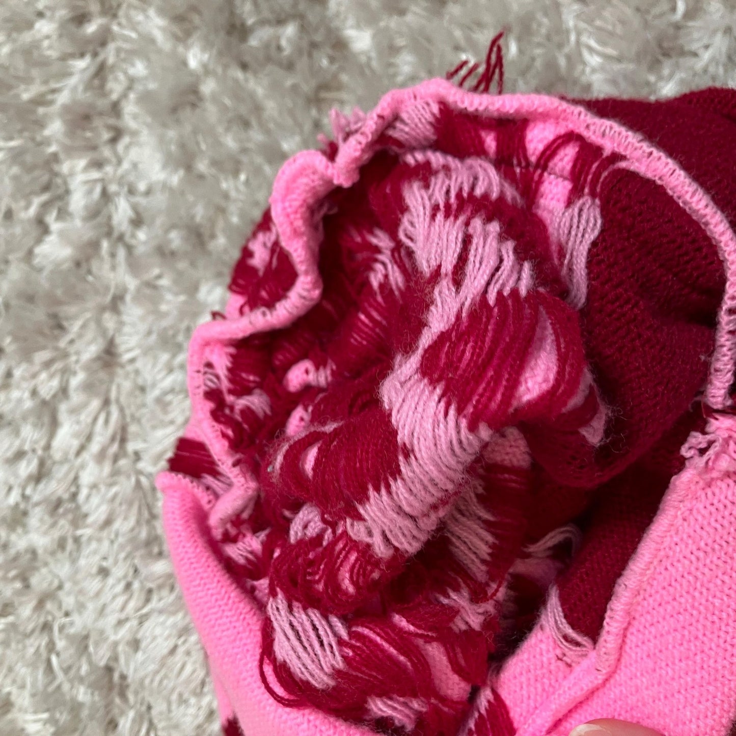 Vintage 70s sweater cardigan XS S chevron bubble gum pink maroon puff sleeve 1970s